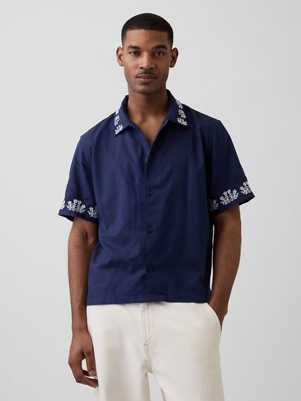 GAP Linen-Cotton Relaxed Straight-Hem Shirt